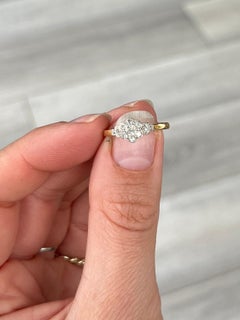 Art Deco Diamond Platinum and 18 Carat Gold Panel Cluster Ring