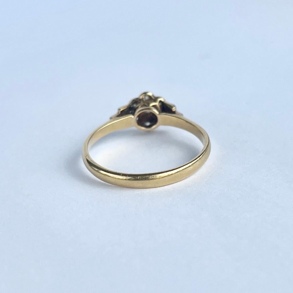 Donna Anello Art Deco con pannello di diamanti in platino e oro 18 carati in vendita