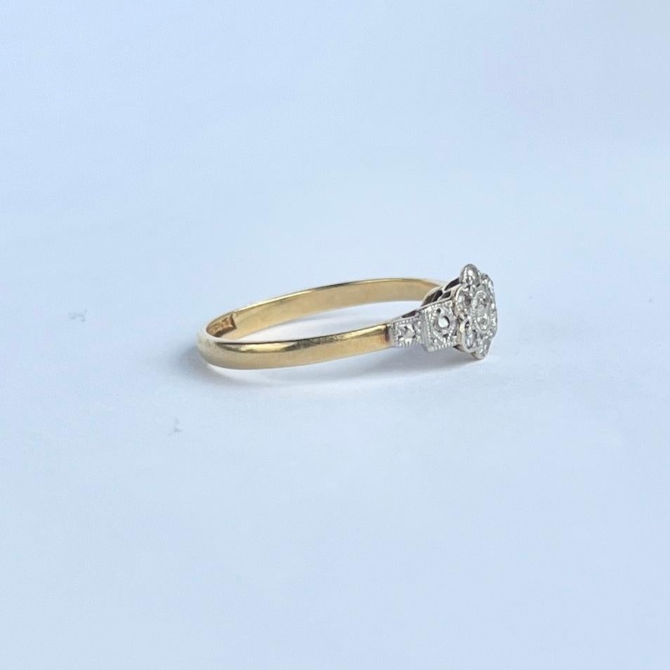 Anello Art Deco con pannello di diamanti in platino e oro 18 carati in vendita 1