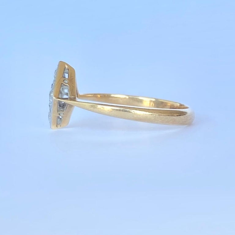 Art Deco Diamond Platinum and 18 Carat Gold Panel Ring at 1stDibs