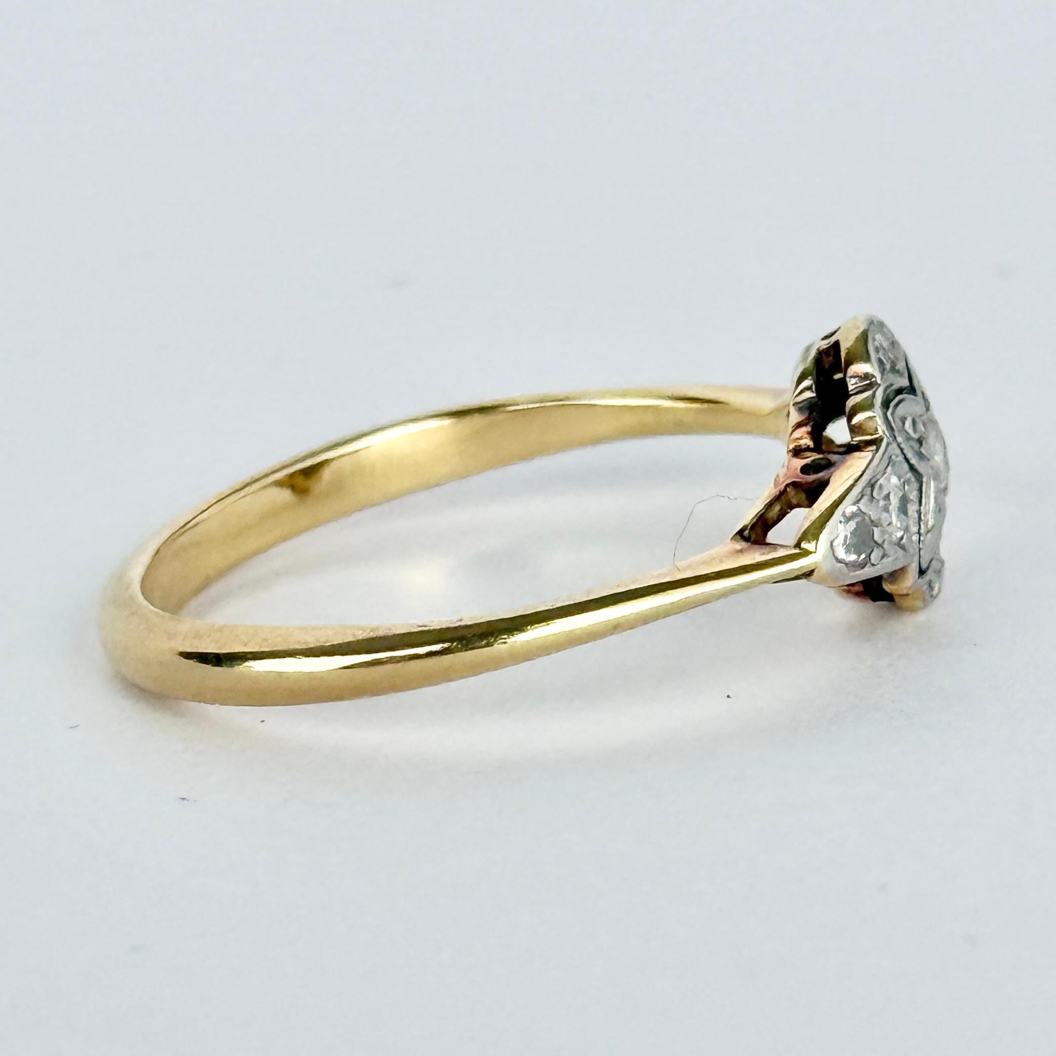 Anello Art Déco con diamante in platino e oro 18 carati in vendita 1