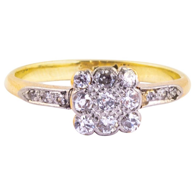 Art Deco Diamond, Platinum and 18 Carat Gold Panel Ring at 1stDibs