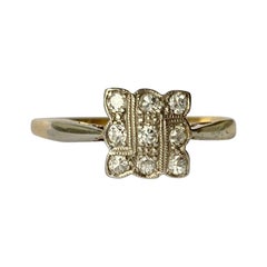 Art Deco Diamond Platinum and 18 Carat Gold Panel Ring