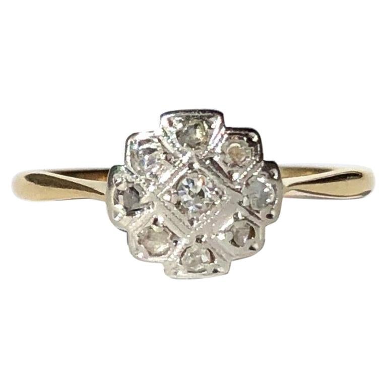 Art Deco Diamond, Platinum and 18 Carat Gold Panel Ring at 1stDibs