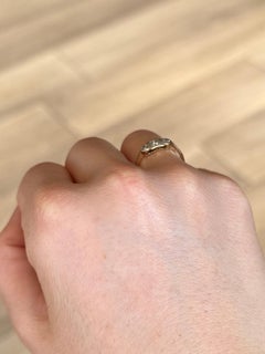 Art Deco Diamond Platinum and 18 Carat Gold Panel Three Stone Ring