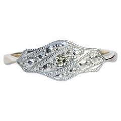 Art Deco Diamond Platinum and 9 Carat Gold Panel Cluster Ring
