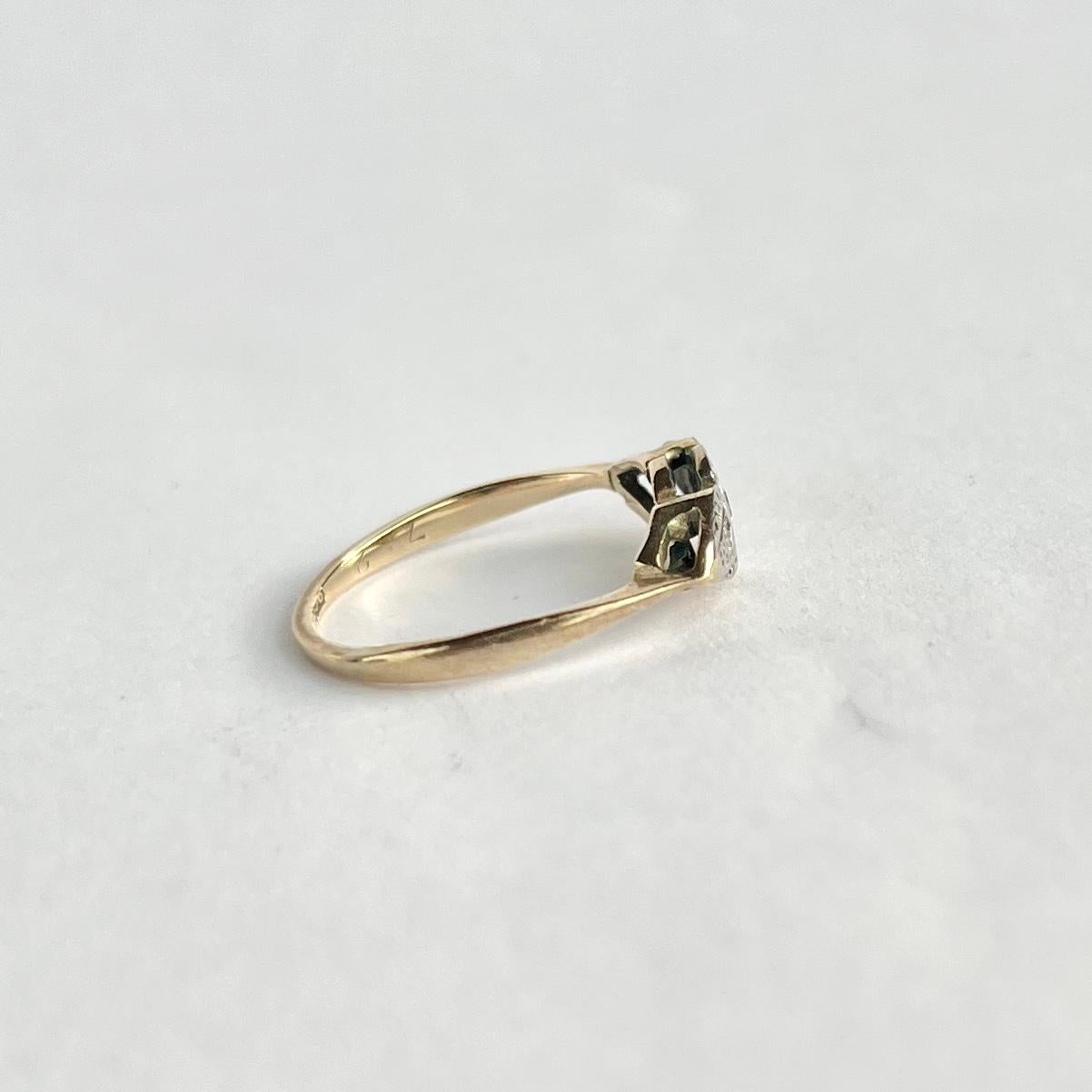 Anello Art Déco con diamante in platino e oro 9 carati in vendita 1