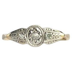 Art Deco Platin- und 9 Karat Gold-Paneelring mit Diamanten im Art déco-Stil