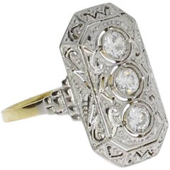 Art Deco Diamond Platinum and Gold Ladies Ring