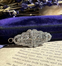 Art Deco Diamond Platinum and White Gold Brooch/Pin/Dress Clip/Pendant 1920s