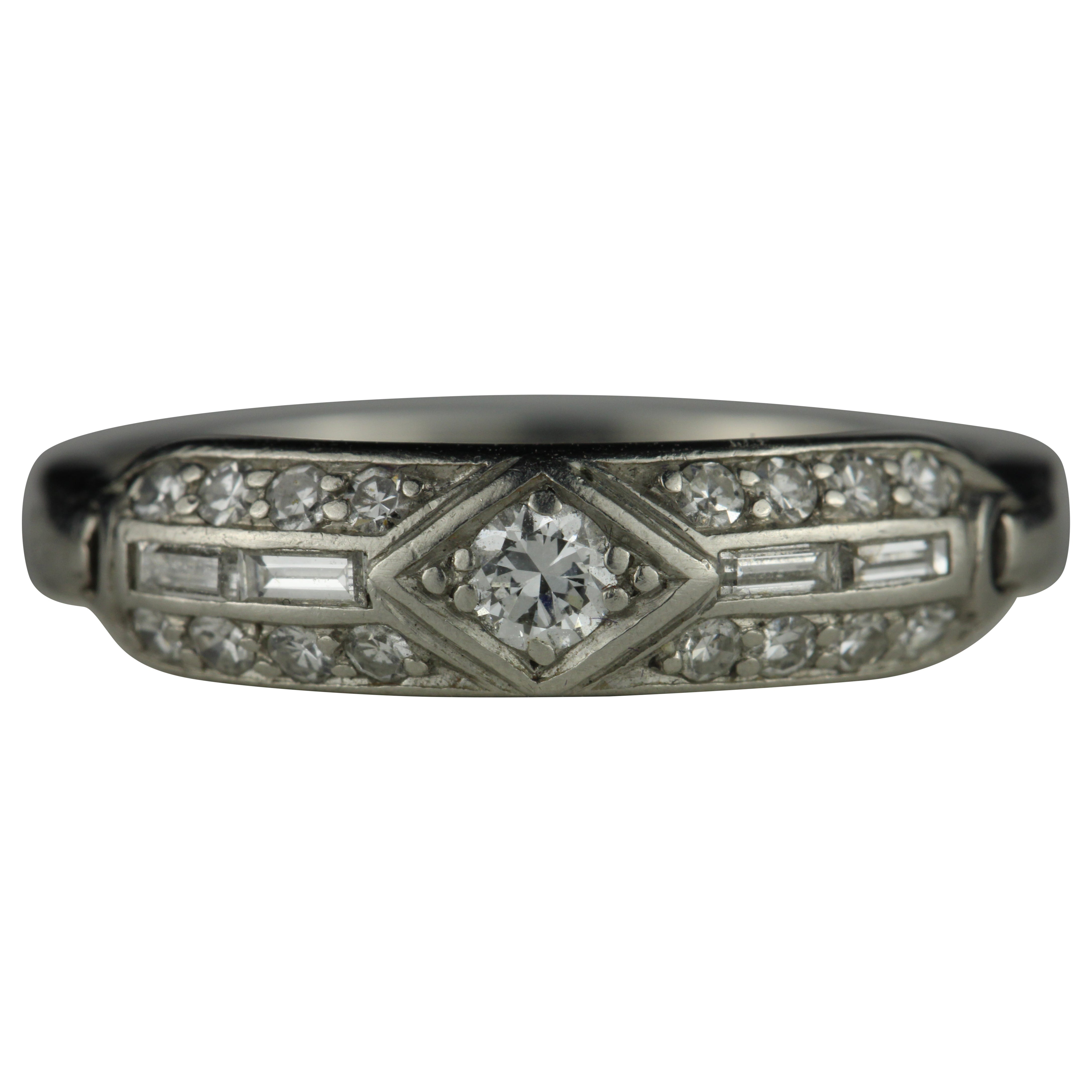 Art Deco Diamond Platinum Band For Sale