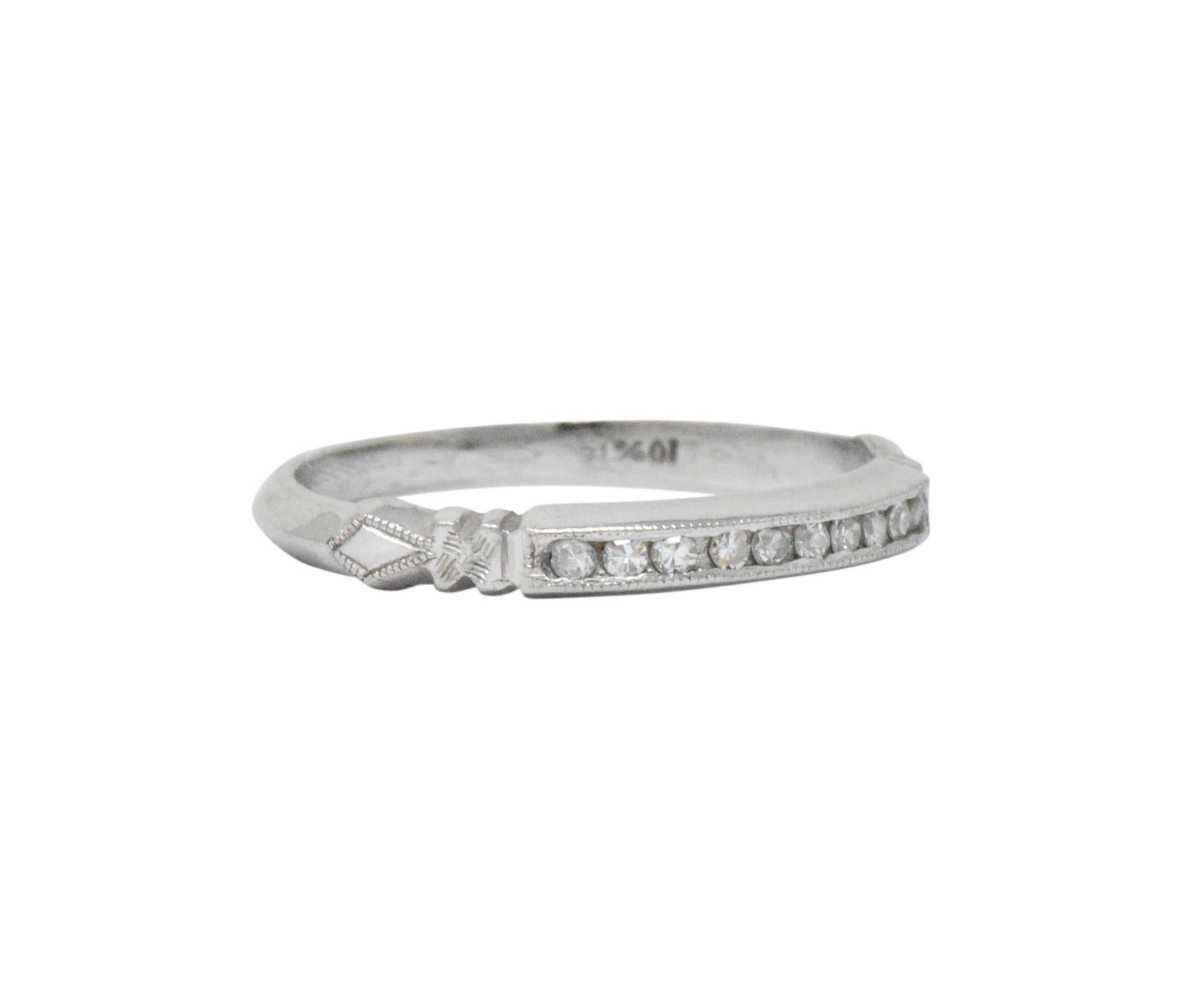 Art Deco Diamond Platinum Band Ring (Art déco)