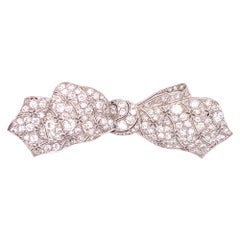 Antique Art Deco Diamond Platinum Bow Brooch Pendant