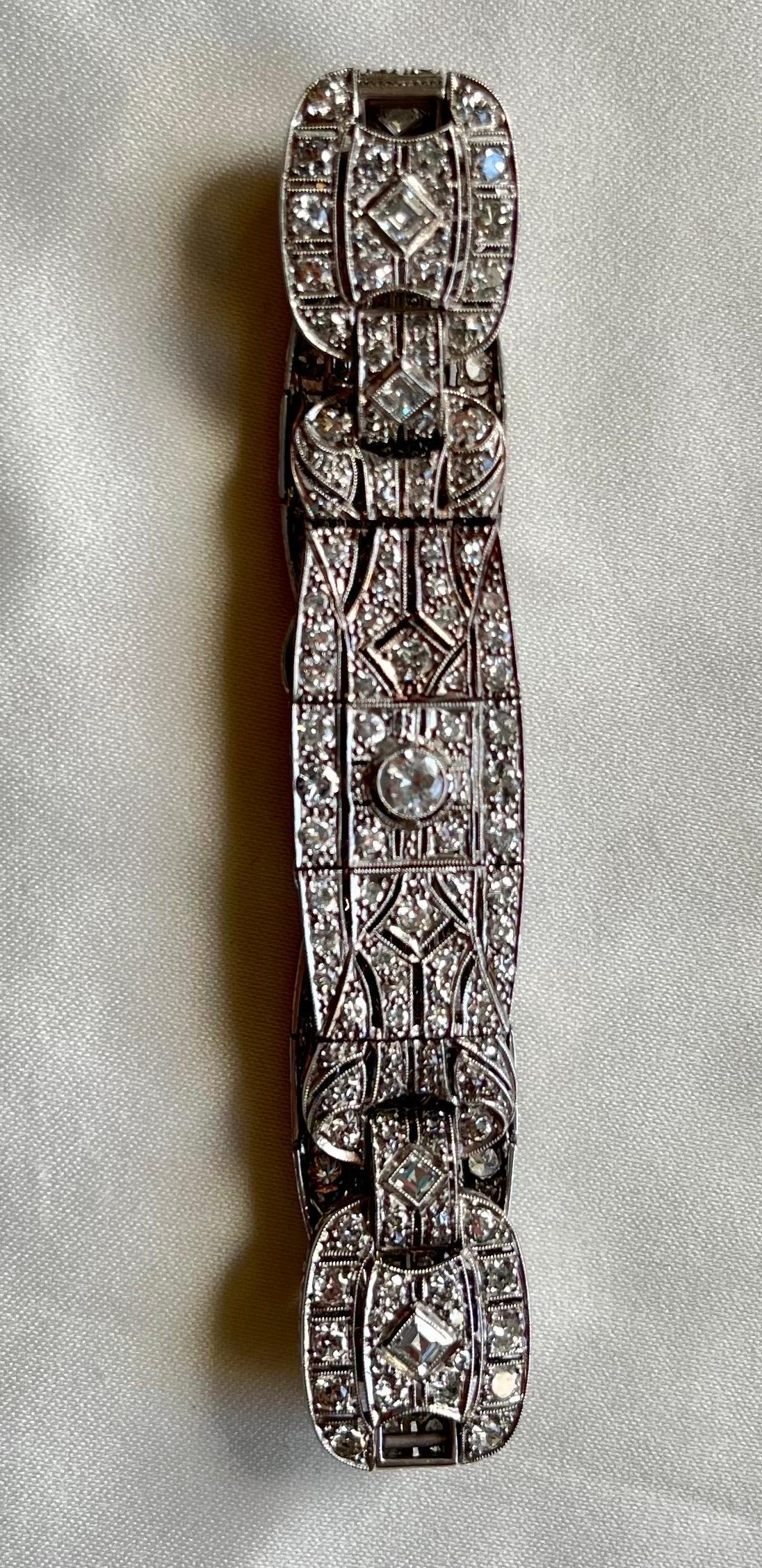 Rough Cut Art Deco Diamond Platinum Bracelet, 5.40 Carat, circa 1930s For Sale