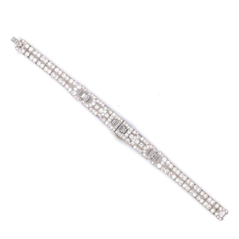 One Art Deco diamond platinum bracelet featuring 178 bead set, transitional round cut diamonds totaling 8.50 ct. with intricate hand-made panel links. Circa 1920s.

Breathtaking, gorgeous, brilliant.

Additional information:
Metal: