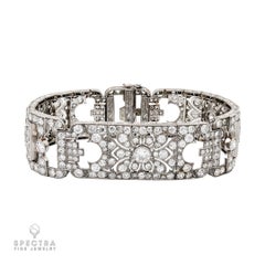 Art Deco 10ct Diamond Platinum Bracelet, 1930s, USA, 7.5in Length