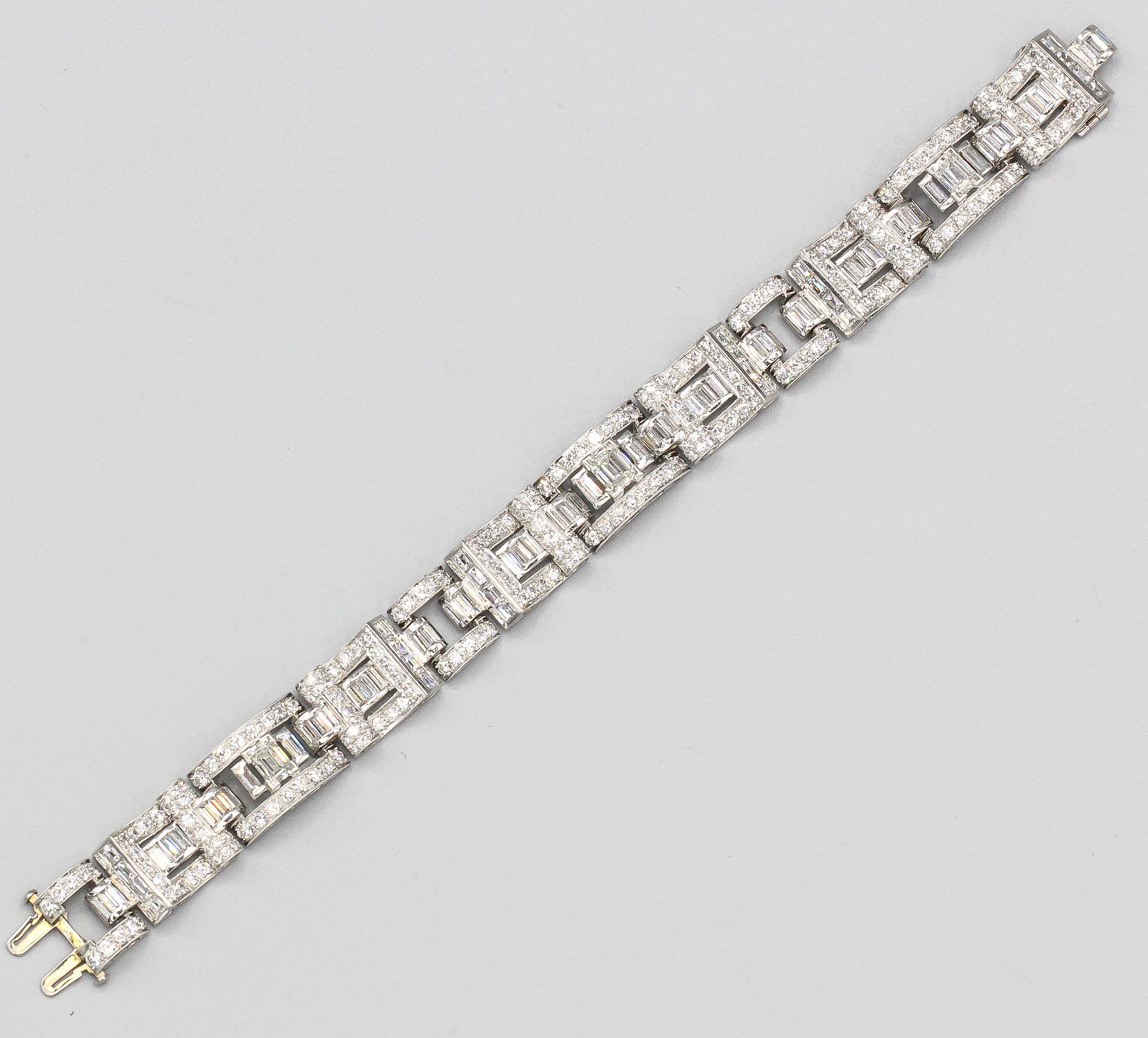 Mixed Cut Oscar Heyman Art Deco Diamond Platinum Bracelet For Sale