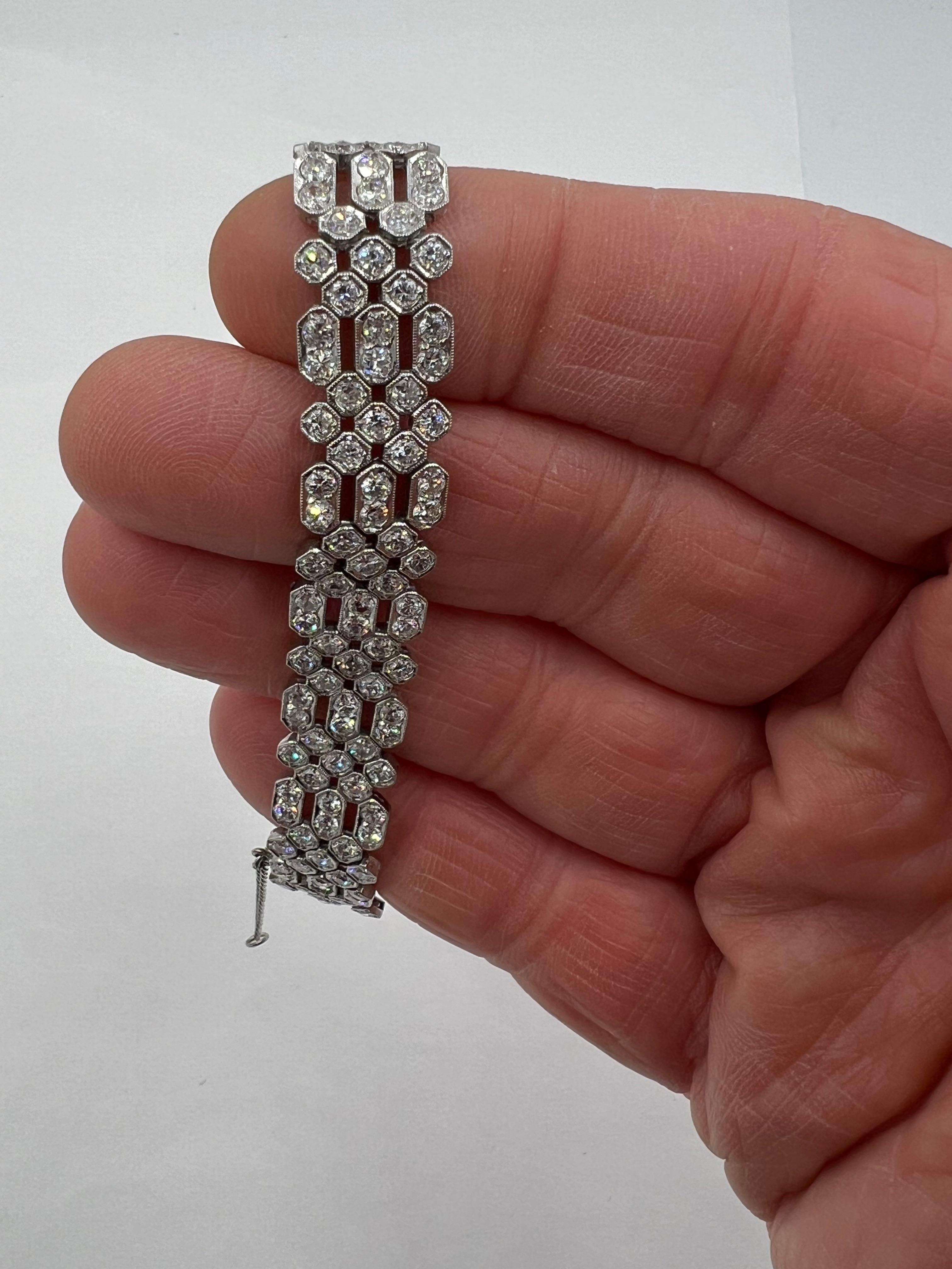 Art Deco Diamant-Platin-Armband  (Art déco) im Angebot