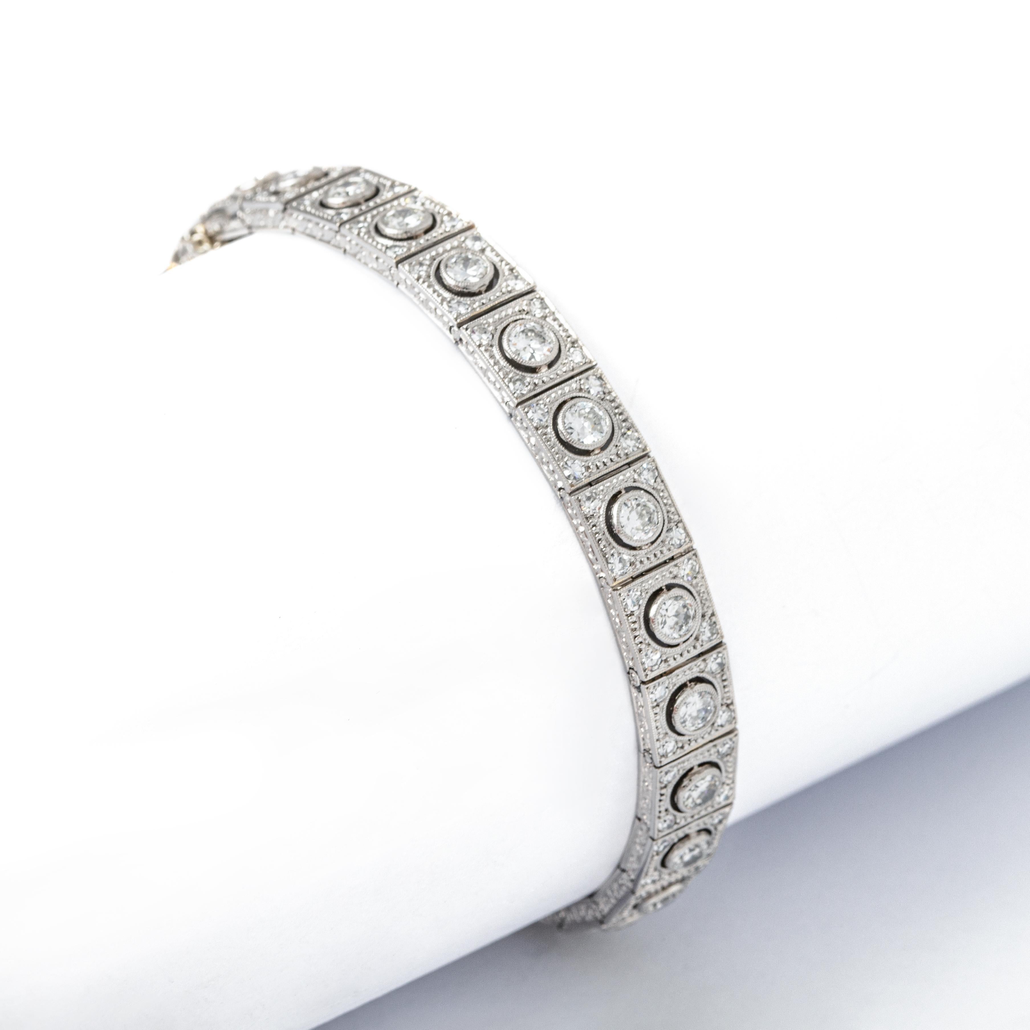 Art Deco Diamant-Platin-Armband (Art déco) im Angebot