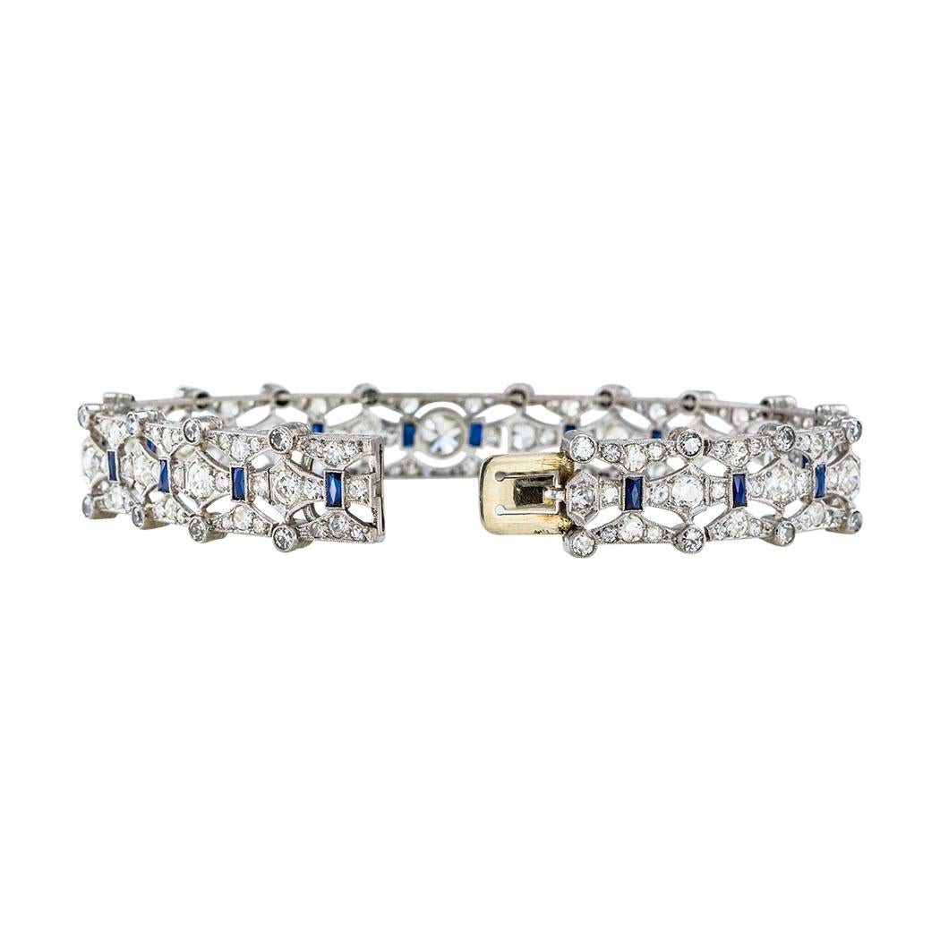 Art Deco Diamond Platinum Bracelet In Good Condition In Los Angeles, CA