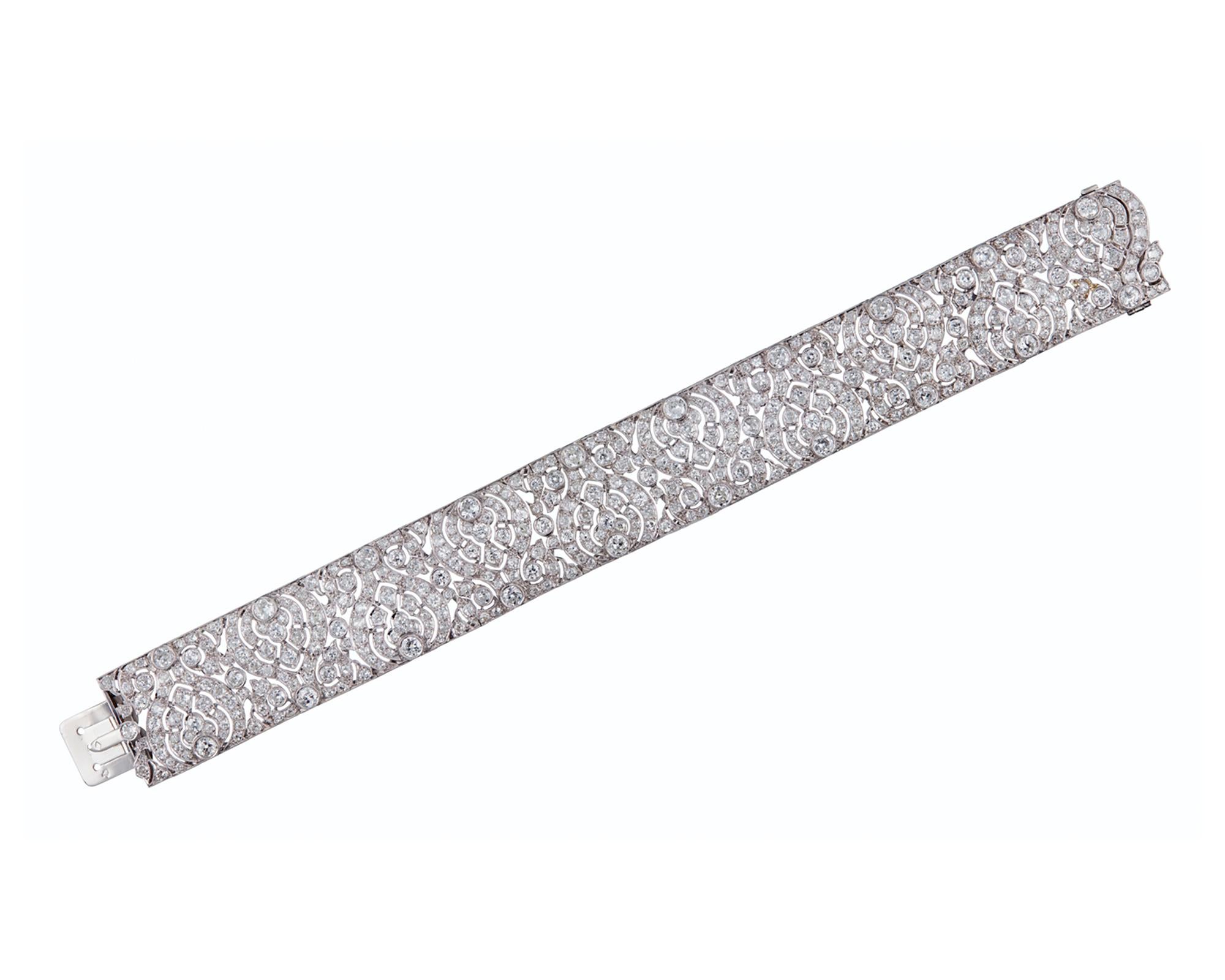 Art Deco Diamond Platinum Bracelet In Good Condition For Sale In New York, NY