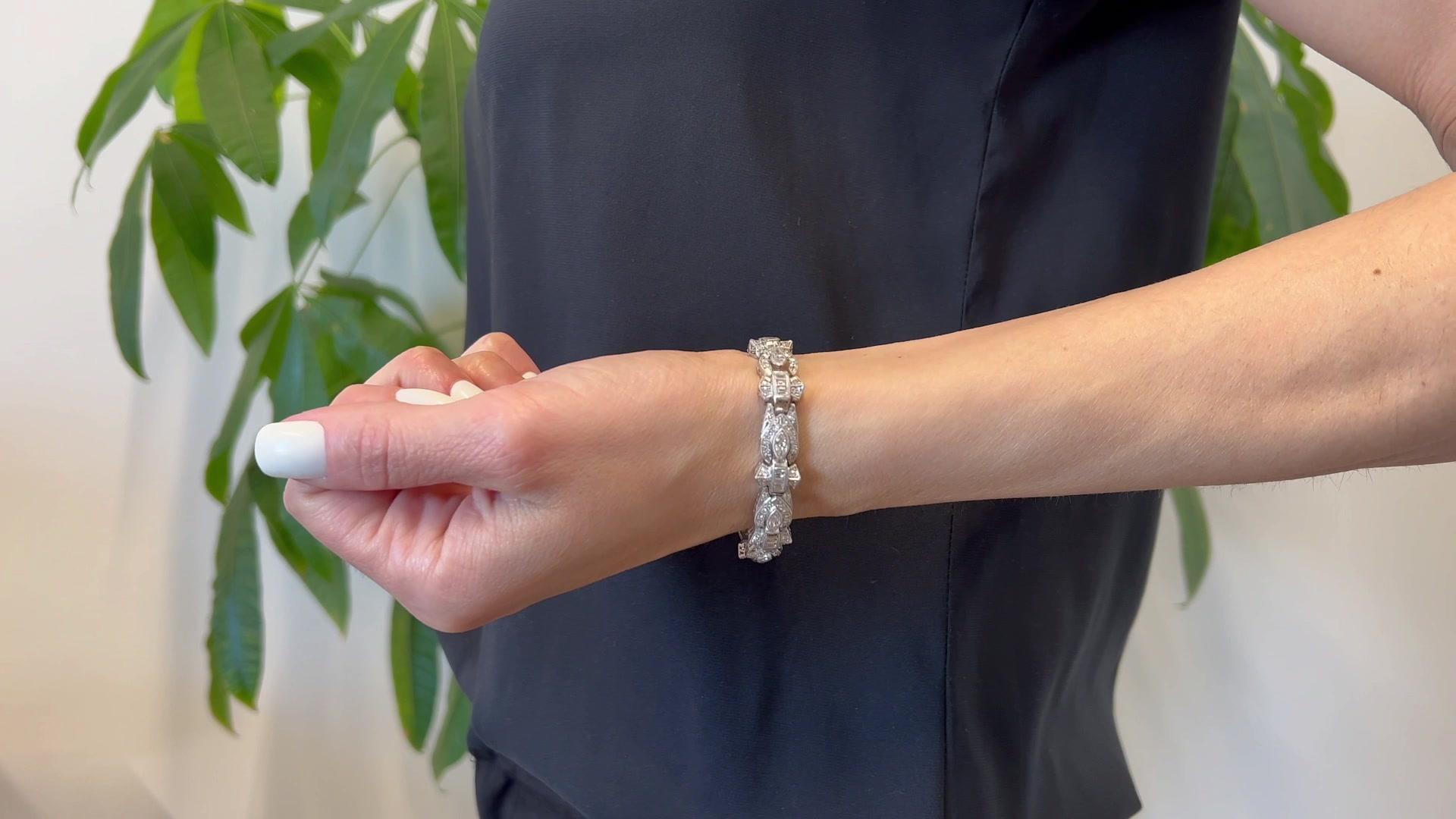 Art Deco Diamant-Platin-Armband (Marquiseschliff)