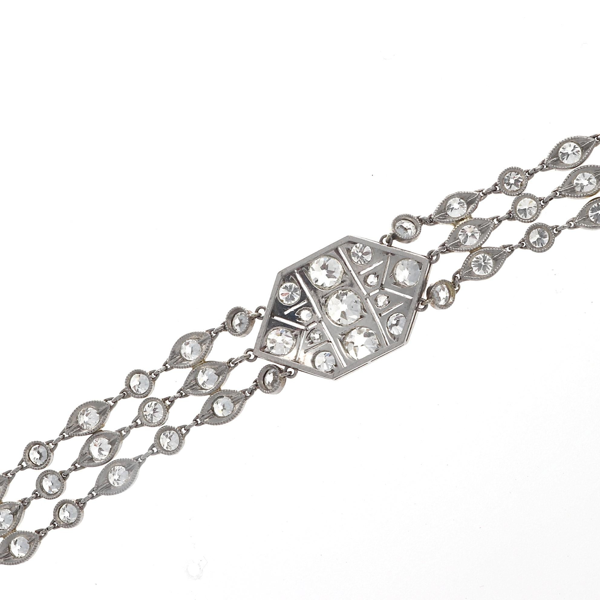 Art Deco Diamond Platinum Bracelet In Excellent Condition In Beverly Hills, CA