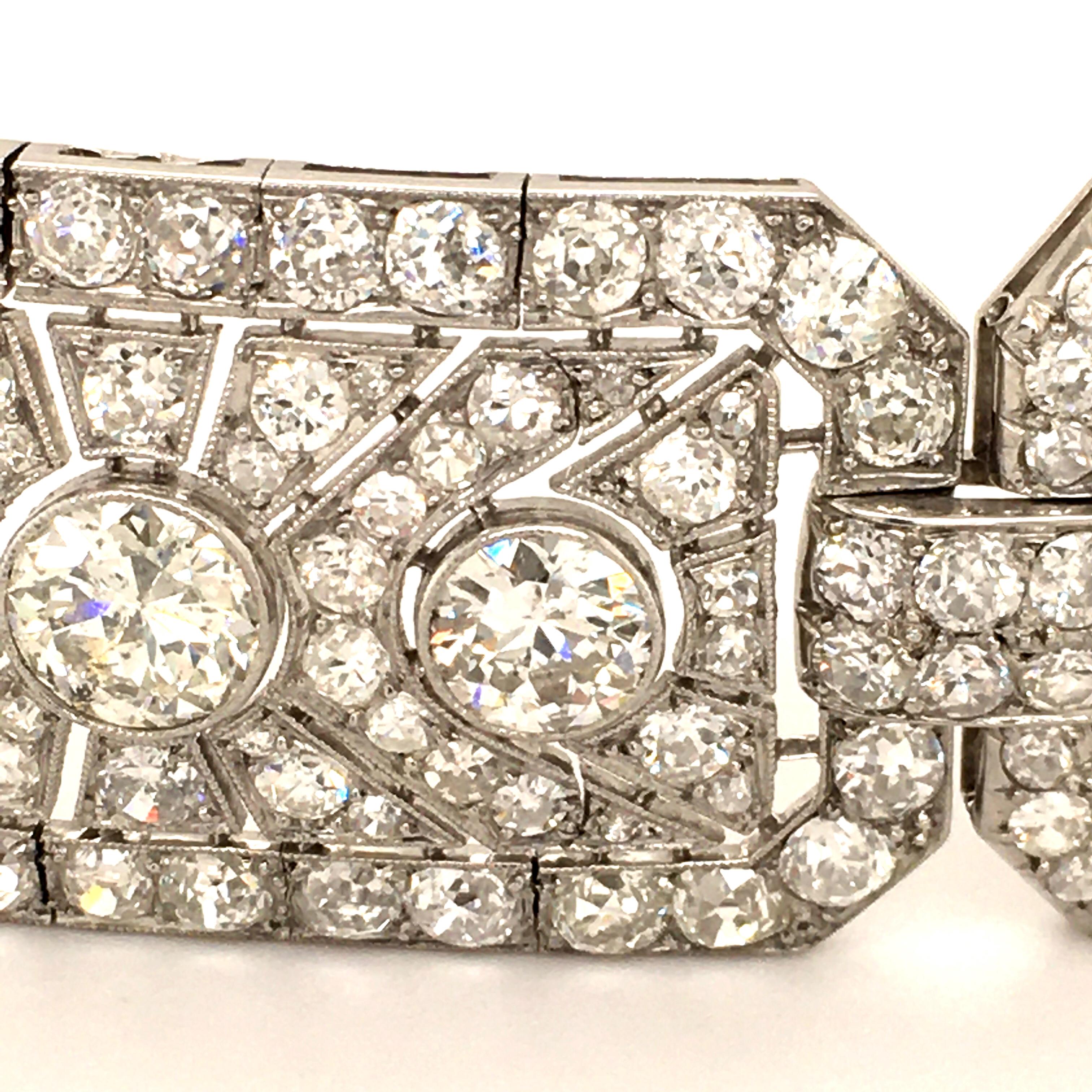 Bracelet impressionnant Art déco en platine et diamants Unisexe en vente