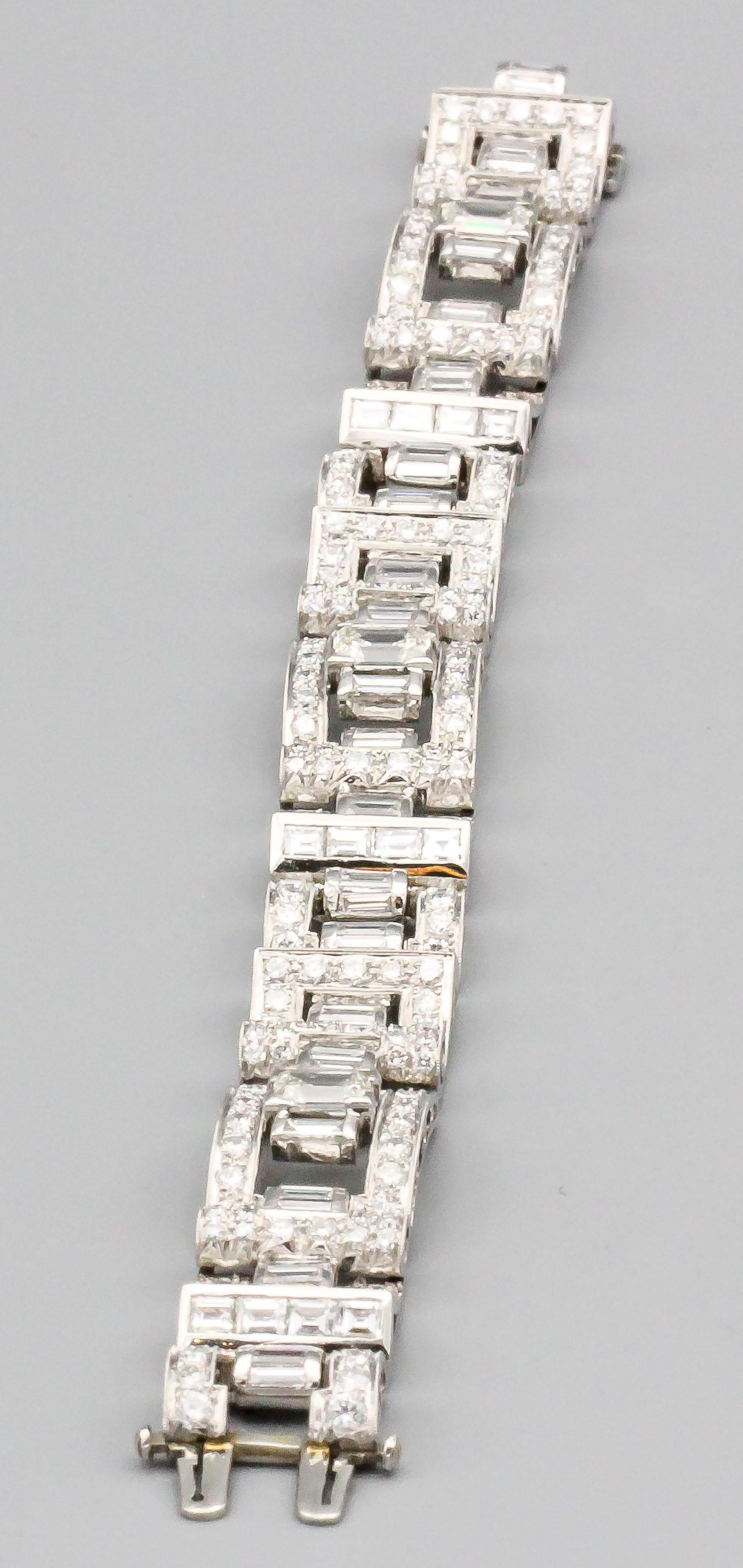 Women's Oscar Heyman Art Deco Diamond Platinum Bracelet For Sale