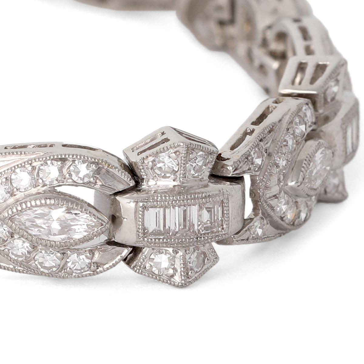 Women's or Men's Art Deco Diamond Platinum Bracelet
