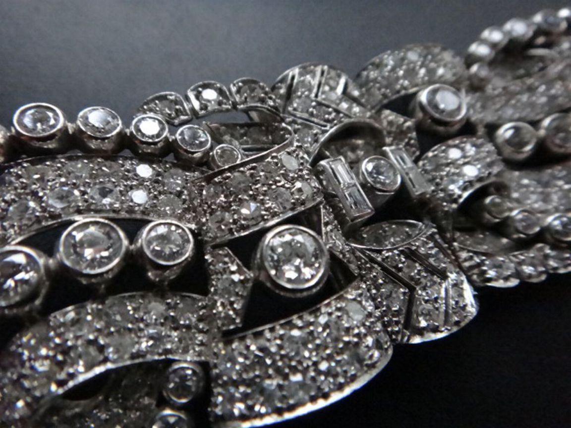 Art Deco Diamond Platinum Bracelet For Sale 1