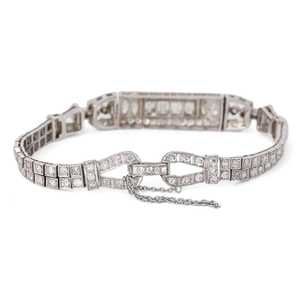 Art Deco Diamond Platinum Bracelet 1