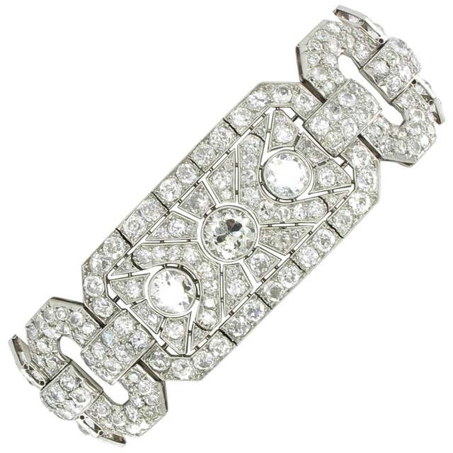 BOUCHERON Art Deco Platinum Diamond Escalator Bracelet at 1stDibs