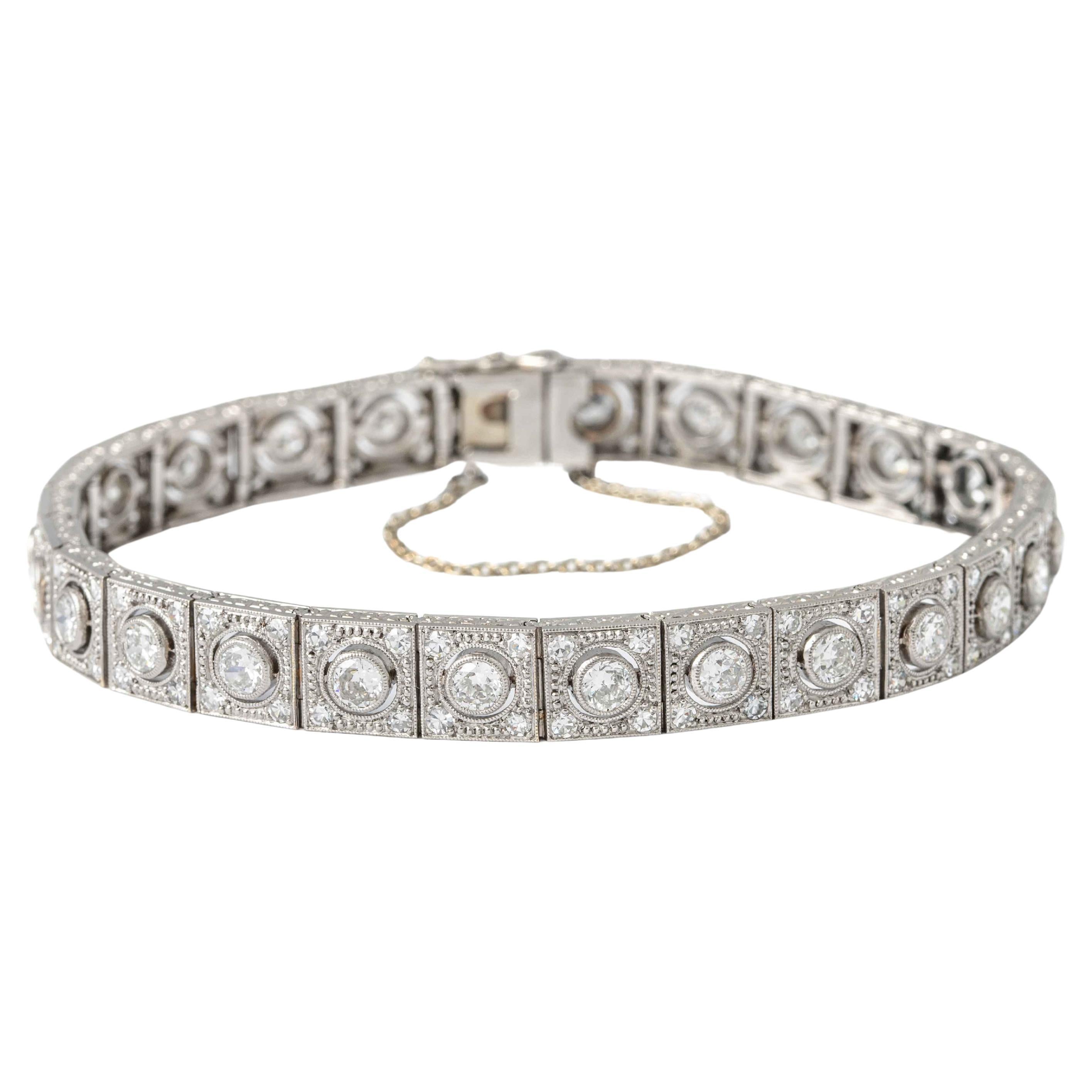 Art Deco Diamant-Platin-Armband im Angebot