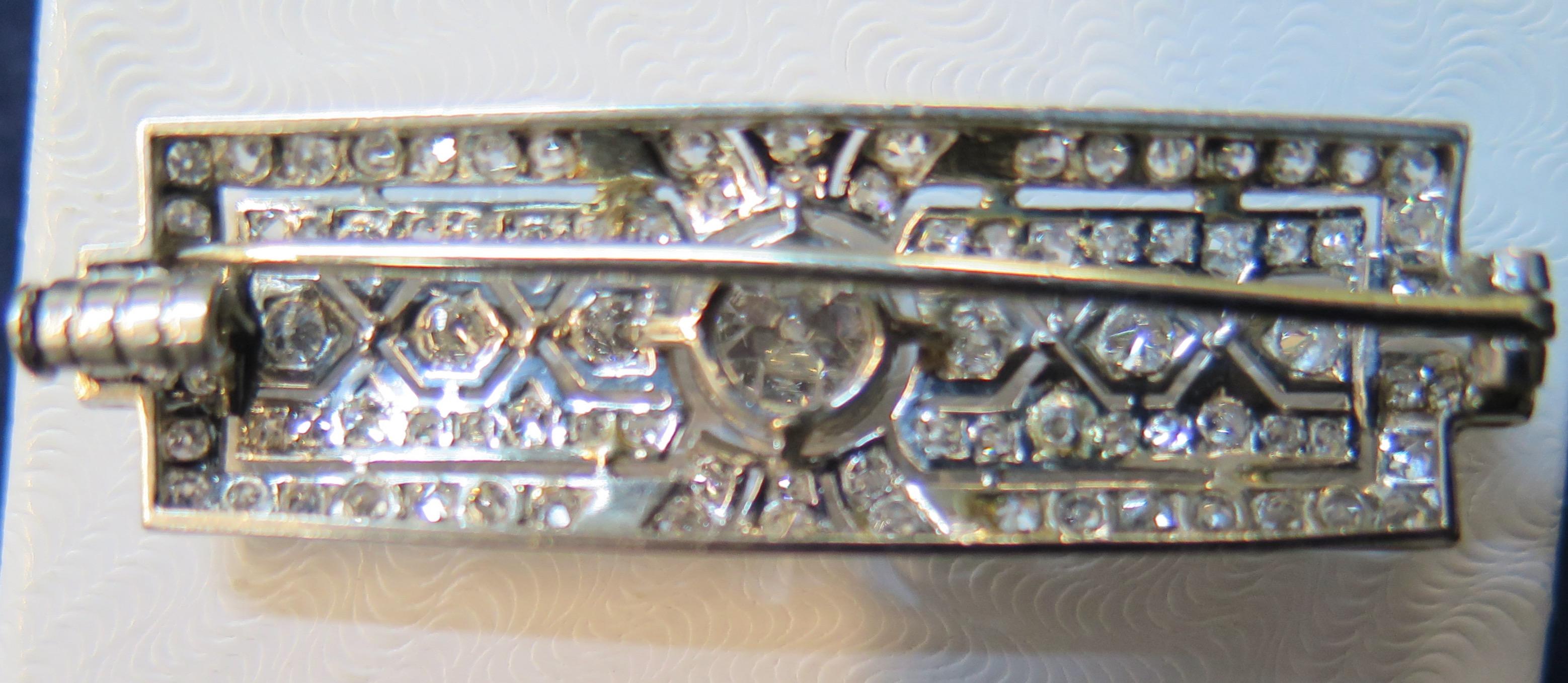 Polished Art Deco Diamond & Platinum Brooch For Sale