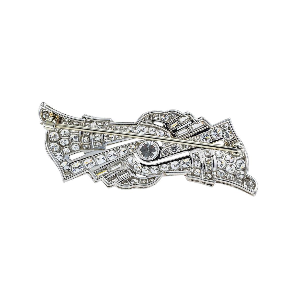 Women's or Men's Art Deco Diamond Platinum Brooch