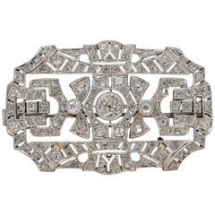 Art Deco Diamond Platinum Brooch-Pendant Art Deco Diamond Platinum Brooch-Pendant