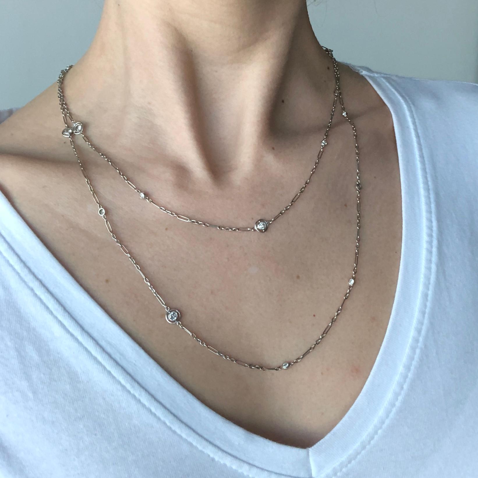 Art Deco Diamond Platinum Chain Necklace In Good Condition In Chipping Campden, GB