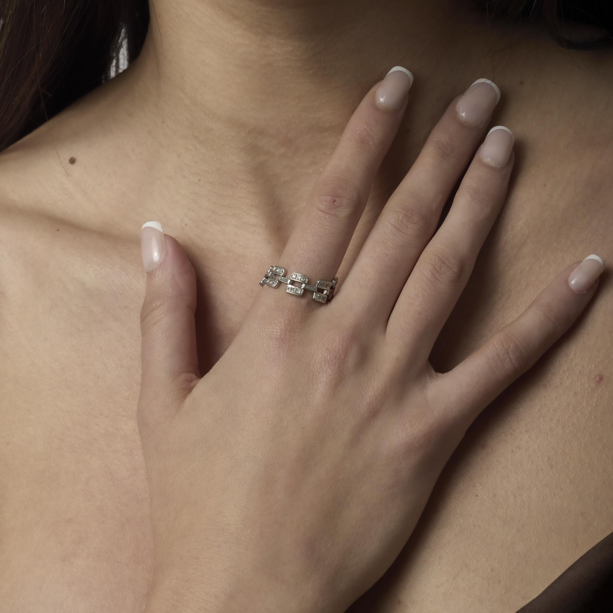 Donna Anello a catena in platino con diamante Art Deco in vendita