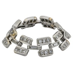 Anello a catena in platino con diamante Art Deco