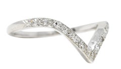 Art Deco Diamond Platinum Chevron Wedding Band Ring