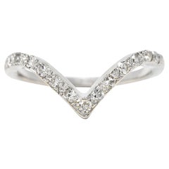 Vintage Art Deco Diamond Platinum Chevron Wedding Band Ring