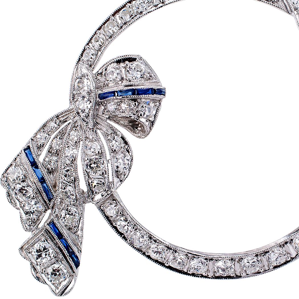 Women's Art Deco Diamond Platinum Circle Brooch