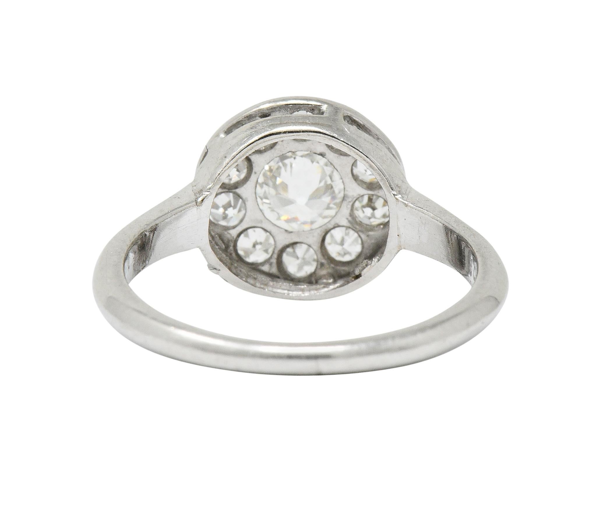 Art Deco Diamond Platinum Cluster Ring, circa 1930 In Excellent Condition In Philadelphia, PA