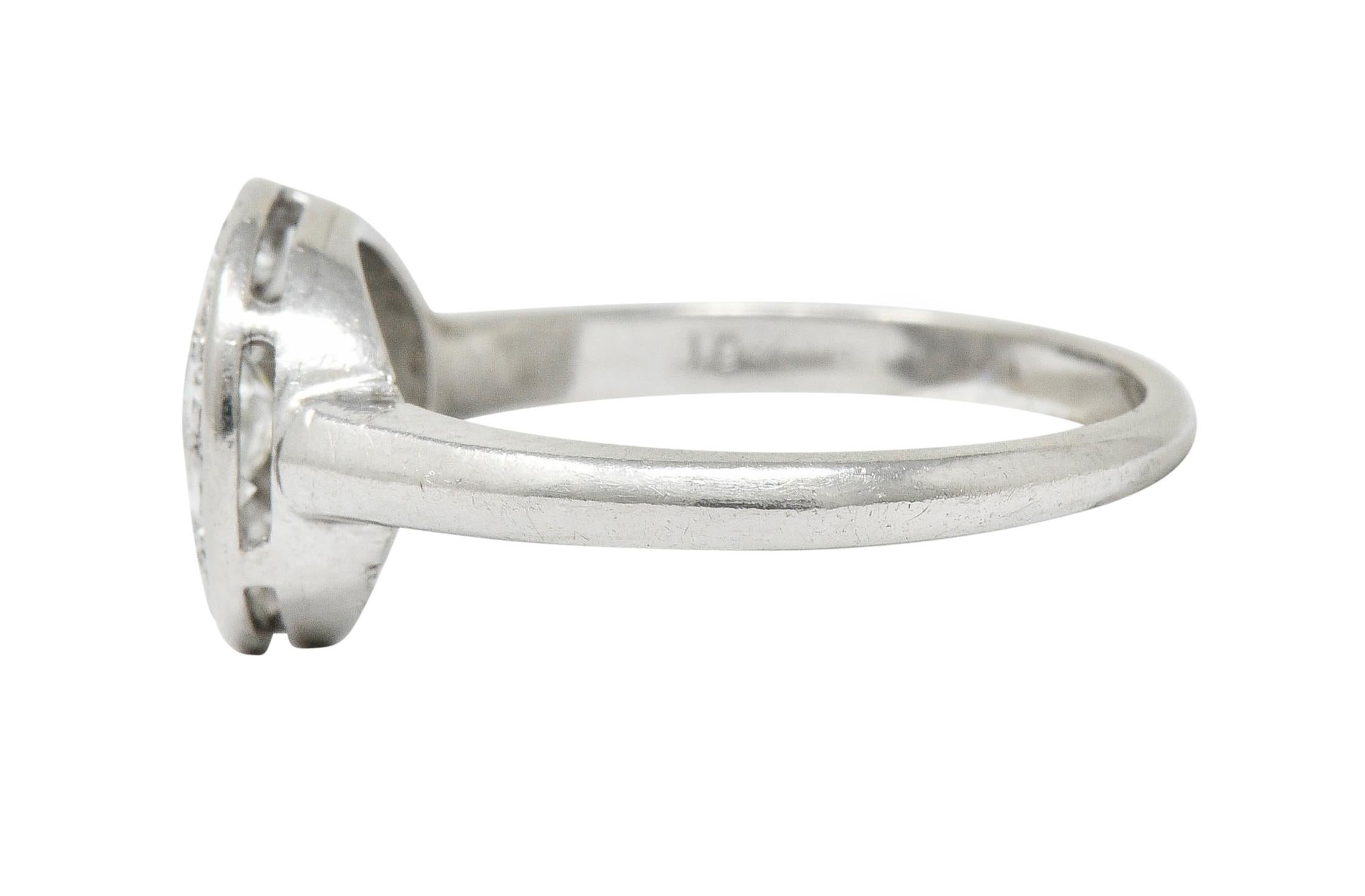 Women's or Men's Art Deco Diamond Platinum Cluster Ring, circa 1930