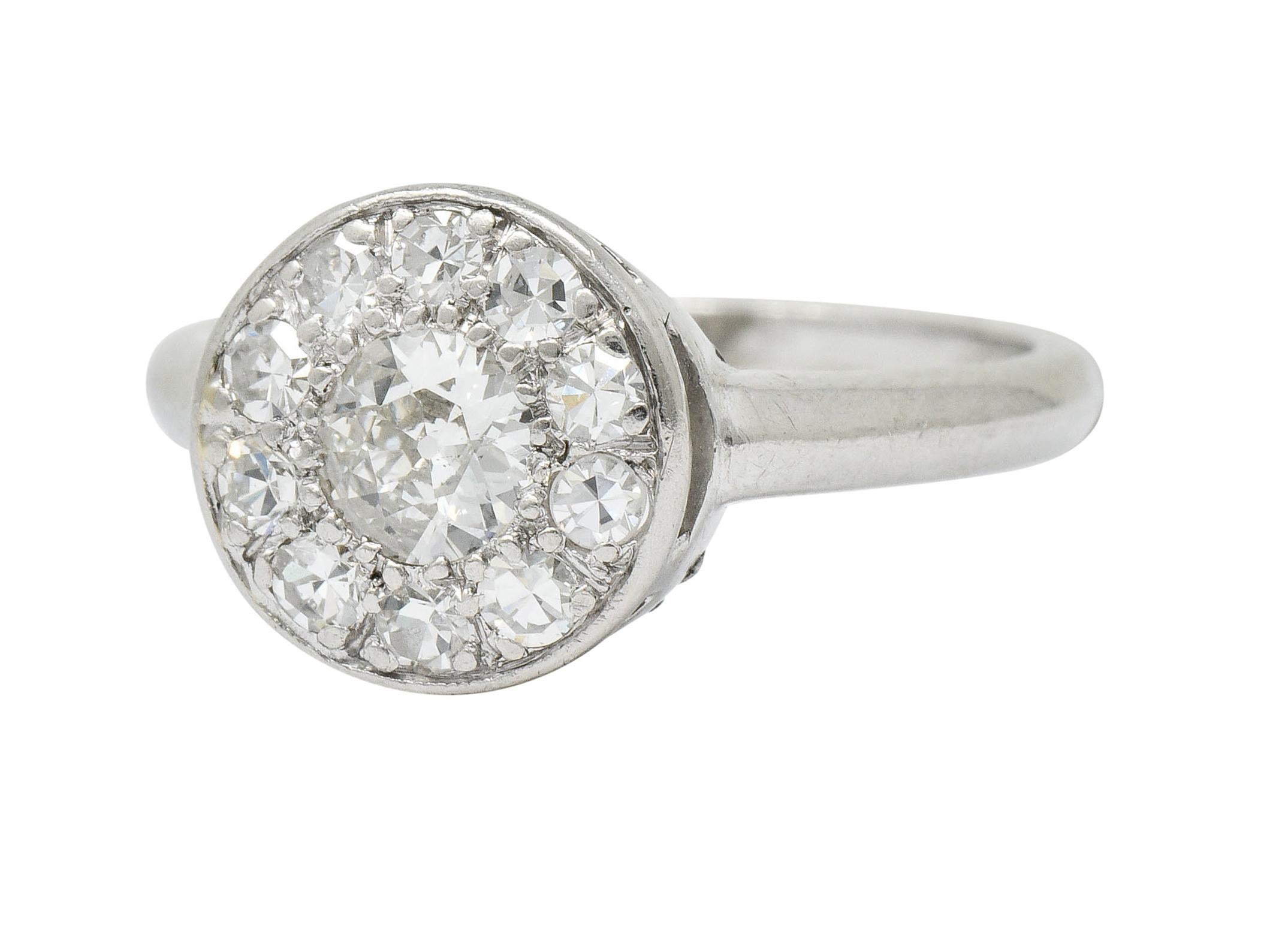 Art Deco Diamond Platinum Cluster Ring, circa 1930 1