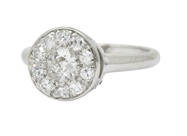 Art Deco Diamond Platinum Cluster Ring, circa 1930 For Sale 1