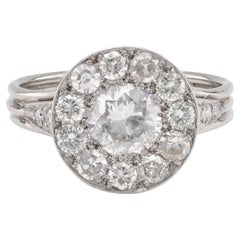 Art Deco Diamond Platinum Cluster Ring
