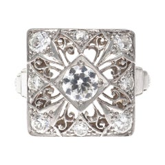 Antique Art Deco Diamond Platinum Cocktail Ring