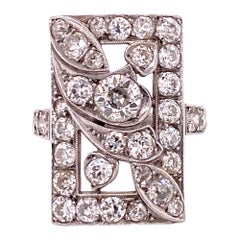 Art Deco Diamond Rectangular Platinum Cocktail Ring